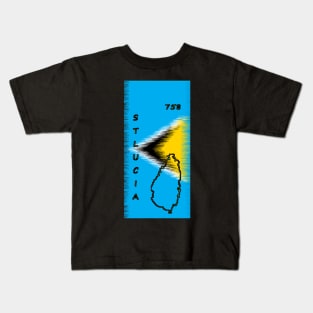 St lucia flag Designed with Name and Area Code - Soca Mode Kids T-Shirt